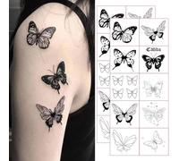 AFCJLTO Set de 20 Tatuajes Temporales Pequeños, Adhesivos Realistas Impermeables para Piel en Negro,Para Hombres y Mujeres Adultos