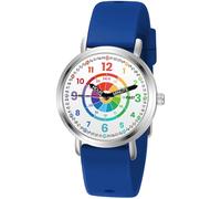Afcrho Relojes para niños, reloj de aprendizaje para niños, tablero de dardos para niños pequeños, hora de aprendizaje y hora fácil de leer, reloj analógico para niños y niñas de 3 a 11 años, azul