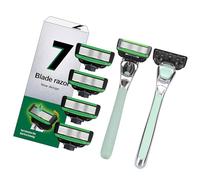 Afeitado manual reutilizable con 5 puntas de acero inoxidable de metal para mujeres y hombres, reutilizable manual de metal