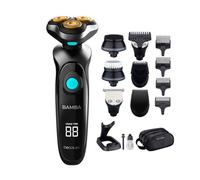 Cecotec Afeitadora Multigrooming Bamba PrecisionCare TwistGroom 10in1, Base de carga, Batería de Litio, Cuchillas de Acero Inox con Recubrimiento de Titanio, Pantalla Digital y Waterproof, Color Gris
