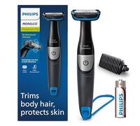 Afeitadora corporal Philips Bodygroom Series 1100 de Norelco, BG1026/60 | Recorte de vello corporal, sistema de protección de la piel, recortadora bidireccional, aseo a prueba de ducha, batería AA