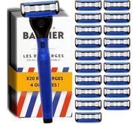 Afeitadora de 5 cuchillas para hombre con 20 recargas de Monsieur BARBIER | Kit de afeitado manual LE PRESIDENTE | Compatible con mango BARBIER | Ideal para un afeitado muy (muy) cerca