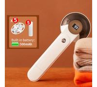 Afeitadora de tela recargable con palo de lana desmontable, removedor de pelusa eficiente (5 cuchillas blancas)