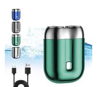 Afeitadora Eléctrica De Doble Cabezal, Mini Afeitadora Eléctrica De Doble Cabezal, Afeitadoras Eléctricas De Secado En Húmedo, Afeitadora Eléctrica Compacta Recargable Y Resistente Al Agua (Verde)