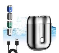 Afeitadora Eléctrica De Doble Cabezal, Mini Afeitadora Eléctrica De Doble Cabezal, Afeitadoras Eléctricas De Secado En Húmedo, Afeitadora Eléctrica Compacta Recargable Y Resistente Al Agua (Azul)