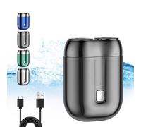 Afeitadora Eléctrica De Doble Cabezal, Mini Afeitadora Eléctrica De Doble Cabezal, Afeitadoras Eléctricas De Secado En Húmedo, Afeitadora Eléctrica Compacta Recargable Y Resistente Al Agua (Gris)