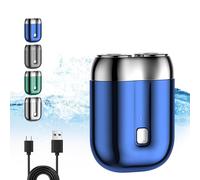 Afeitadora Eléctrica De Doble Cabezal, Mini Afeitadora Eléctrica De Doble Cabezal, Afeitadoras Eléctricas De Secado En Húmedo, Afeitadora Eléctrica Compacta Recargable Y Resistente Al Agua (Plata)