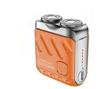 Afeitadora eléctrica for equipaje R-12, mini afeitadora portátil for viajeros (2025), la favorita de los hombres, recargable por USB, resistente al agua, con cuchilla magnética de doble(Orange)