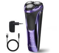 Afeitadora Eléctrica Hombre con 3 Hojas de actualización, Maquinilla de afeitar eléctrica para barba con uso en Seco y en Mojado, Recargable, Inalámbrica, Cabezales pivotantes 4 direcciones, FK-375S