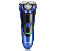 Afeitadora Eléctrica Hombre Uso en Seco y Húmedo, Máquina de Afeitar Hombre con Cortapatillas Desplegable Máquina, Afeitadoras Barba Rotativas con indicador de energía LED y USB Recargable