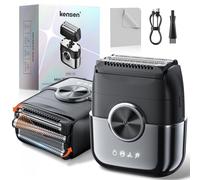 Afeitadora eléctrica para hombre, kensen Mini Foil Shaver con 4 cabezales de afeitado flexibles, afeitadora eléctrica USB C, resistente al agua, afeitadora de láminas de 120 minutos, portátil, para