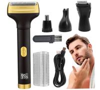 Afeitadora eléctrica para hombres afeitadora de láminas 4 en 1 sin dolor con pantalla LED recortadora de barba inalámbrica recargable para rostro nariz cejas y vello.