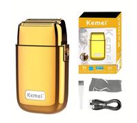 Afeitadora Eléctrica Recargable de Cuchilla para Hombre Kemei KM-TX1, Afeitadora de Metal de con Carga USB, de Regalo