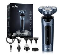 Afeitadora eléctrica Sejoy para hombre, flotante 3D, recargable, 5 en 1, recortadora de barba y nariz, cepillo de limpieza facial, resistente al agua IPX7 - Azul nuevo