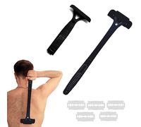 Afeitadora Espalda Depilación Corporal para Hombre, Back Shaver Depilación,Afeitadora Corporal Back Sin Dolo Depilación del Vello Espalda Hombres Ajustable Mango Largo Curvo DIY Navaja,con 5 Cuchilla