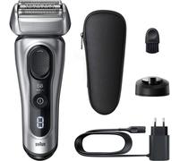 Braun Afeitadora Eléctrica Hombre Series 8, Máquina de Afeitar Barba en Seco Y en Mojado con Cabezal de Precisión Y Recortadora, 60 Min de Uso, Base de Carga Y Estuche de Viaje, 8617S, Plata