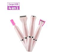 Afeitadora Mujer，Zeerkeer Afeitadoras eléctricas para mujer Kit 4 en 1 Electrica Mujer Recargable con Impermeable Afeitadoras Mujer, para Afeitadorasa Facial, Recortadora de Cabello (Polvo)