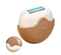 Afeitadora portátil de 3 capas con tapa giratoria, afeitadora rotativa compacta de viaje con banda de humedad lisa, herramienta de aseo de precisión de triple hoja húmeda y seca para piernas, axilas y