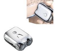 Afeitadora USB portátil a prueba de agua para hombres, afeitadora de doble cabeza lavable con succión magnética mini eléctrica, cortadora de barba (Aleación Plata)