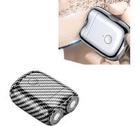 Afeitadora USB portátil a prueba de agua para hombres, afeitadora de doble cabeza lavable con succión magnética mini eléctrica, cortadora de barba (Patrón de carbono)