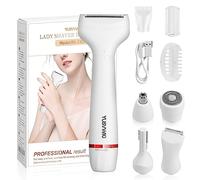 Afeitadoras 5 en 1 para mujer, removedor de vello facial para mujer, recortador de bikini, recortador de cejas, afeitadora eléctrica para cara, cejas, labios, impermeable, sin dolor con carga USB
