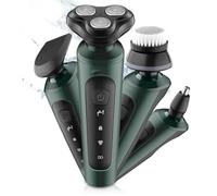 Afeitadoras Eléctricas para Hombres, Afeitadoras Rotativas para uso en seco y húmedo Afeitadora Eléctrica de 4 en 1, Cortadora de Cabello Multifuncional, Limpiador Facial, Cepillo de Limpieza