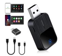 Afenau Adaptador Carplay Inalambrico, 2 En 1 Carplay y Android Auto Inalambrico, Plug and Play Adaptador Inalámbrico Carplay con USB-C/A, Wireless Carplay Adapter Compatible con iOS 10+ y Android 11+