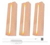 Afenau Base de Exhibición de Luces LED, 3 piezas Base LED con USB, Base de Visualización de Luces Led, Base de Madera con Luz LED para Resina de Bloque de Vidrio de Placa Acrílica de 5 mm de Grosor