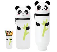 Afenau Kawaii Estuche 2 en 1 de silicona, estuche de silicona suave, escalable, estuche de silicona para niños, niñas, escuela, oficina (panda)