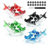 Afenau Peces electrónicos para mascotas, 4 unidades, juguete para gatos robo con luminoso, reutilizable Robo Fish para gatos, robots peces, funciona con pilas para acuario, bañera, piscina de gatos