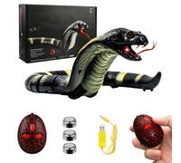 Afenau Serpiente Teledirigida, Serpiente Control Remoto con Lengua Retráctil y Cola Oscilante, Serpiente Teledirigido para Bromas, Serpiente Cobra Juguete para Niños, Mascotas, Fiesta, Negro