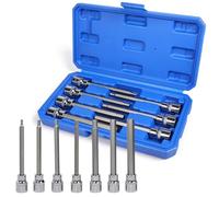 AFEPHE Juego de llaves de vaso largas de 7 piezas 3/8", juego de llaves de vaso hexagonales, juego de llaves Allen H3 H4 H5 H6 H7 H8 H10| L 110 mm| Acero CV