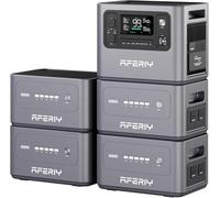AFERIY 10,24 kWh Generador Eléctrico, 2800W con 4 baterías adicionales, estación eléctrica portátil capacidad ampliable, generador solar para uso doméstico/autocaravana/fallo de corriente