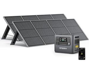 AFERIY Generador Eléctrico Portátil De 2400 W Con 2 Paneles Solares De 200 W, Batería Portátil Lifepo4 De 2048 Wh, Recarga En 1,5 H, Enchufe Ue De 220-240 V, Función Ups, Para Acampada, Hogar, Oficina