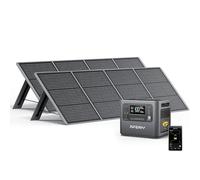 AFERIY Generador Electrico Solar 2400 W with 2 200 W Solar Panels, 2048 Wh Portable Power Station (4800 W Peak), LiFePO4 Battery, 220 V-240 V, Foldable Solar Panel with USB