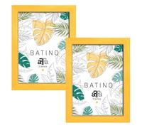 aFFa frames, Batino, Pack de 2 uds Marco de fotos de madera, Ligero, Rectángulo, Con cristal acrílico, Dorso HDF, Amarillo, A4, 21x29,7 cm