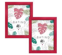 aFFa frames, Batino, Pack de 2 uds Marco de fotos de madera, Ligero, Rectángulo, con cristal acrílico, fondo HDF, Rojo, 15 x 21 cm