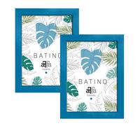 aFFa frames, Batino, Pack de 2 uds Marco de fotos de madera, Ligero, Rectángulo, con frontal de cristal acrílico, Soporte HDF, Azul, A3, 29,7x42 cm