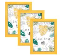 aFFa frames, Batino, Pack de 3 uds Marco de fotos de madera, Ligero, Rectángulo, Con cristal acrílico, Dorso HDF, Amarillo, A4, 21x29,7 cm