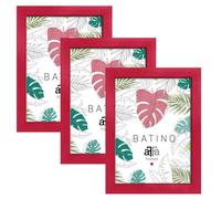 aFFa frames, Batino, Pack de 3 uds Marco de fotos de madera, Ligero, Rectángulo, con cristal acrílico, fondo HDF, Rojo, A4, 21x29,7 cm