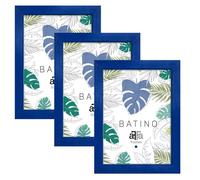 aFFa frames, Batino, Pack de 3 uds Marco de fotos de madera, Ligero, Rectángulo, con cristal acrílico, fondo HDF, Azul Marino, A4, 21x29,7 cm