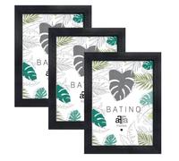 aFFa frames, Batino, Pack de 3 uds Marco de fotos de madera, Ligero, Rectángulo, con cristal acrílico, fondo HDF, Negro, A4, 21x29,7 cm