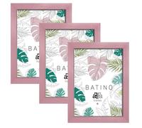 aFFa frames, Batino, Pack de 3 uds Marco de fotos de madera, Ligero, Rectángulo, con cristal acrílico, fondo HDF, Rosa, A4, 21x29,7 cm