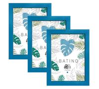 aFFa frames, Batino, Pack de 3 uds Marco de fotos de madera, Ligero, Rectángulo, con cristal acrílico, fondo HDF, Azul, 15 x 21 cm
