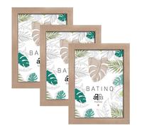 aFFa frames, Batino, Pack de 3 uds Marco de fotos de madera, Ligero, Rectángulo, con frontal de cristal acrílico, Soporte HDF, Natural, A4, 21x29,7 cm
