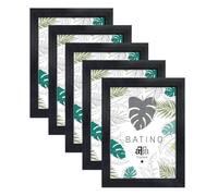 aFFa frames, Batino, Pack de 5 uds Marco de fotos de madera, Ligero, Rectángulo, con cristal acrílico, fondo HDF, Negro, A4, 21x29,7 cm