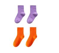 AffeGifts Calcetines de Neón Niños Vestido Calcetines para Niños y Niñas en los Años 70, 80, 90 Fiesta Cómoda y Suave para 5-8 Años (Púrpura y naranja)