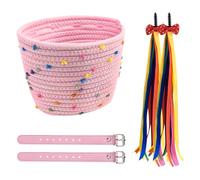 AffeGifts Cesta Bicicleta Niña, Rosa Cesta Bici Niñamanija Bowknot Streamers Algodón Ondulado Micro Scooter Cesta Niñas Cesta para Bicicleta Infantil Bolso para Niños Triciclos Equilibrio Bicicleta