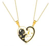 AffeGifts Collares De La Amistad Para 2, Collar Mejores Amigas Con Corazón Que Se Abraza, Collar Gato BFF, Regalos De Amistad A Juego Para Mejores Amigas, Almas Gemelas, Parejas Cumpleaños Navidad