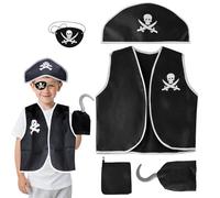 AffeGifts Disfraz Pirata Niño, 5 Pack Disfraz de Pirata Para Niños Kid Pirate Accesorios Disfraces de Niños Disfraces de Piratas de Halloween Juego de Rol Vestir